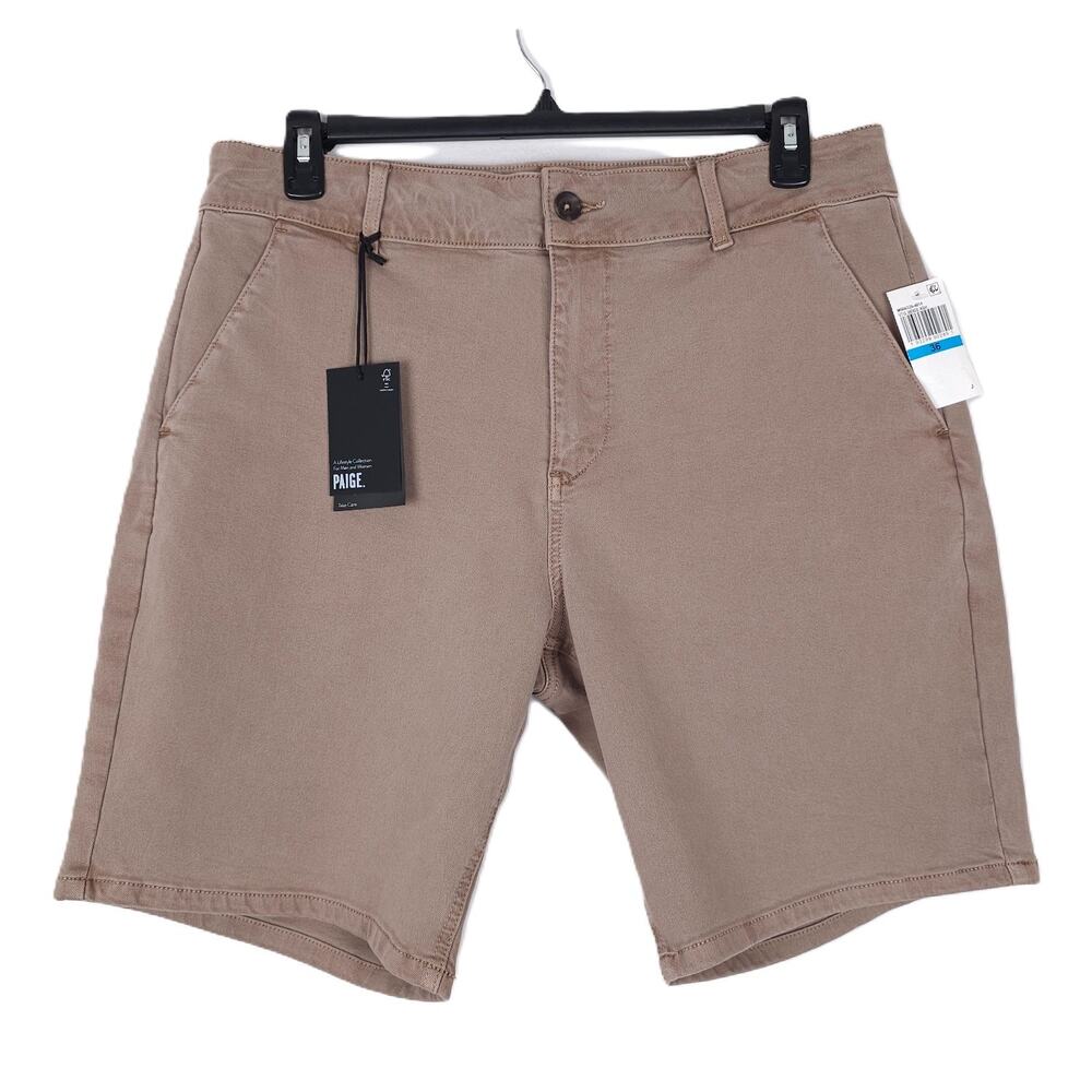 Paige Mens Thompson 9" Shorts Sz 36 Vintage Beige Ash Stretch Brushed Twill NWT